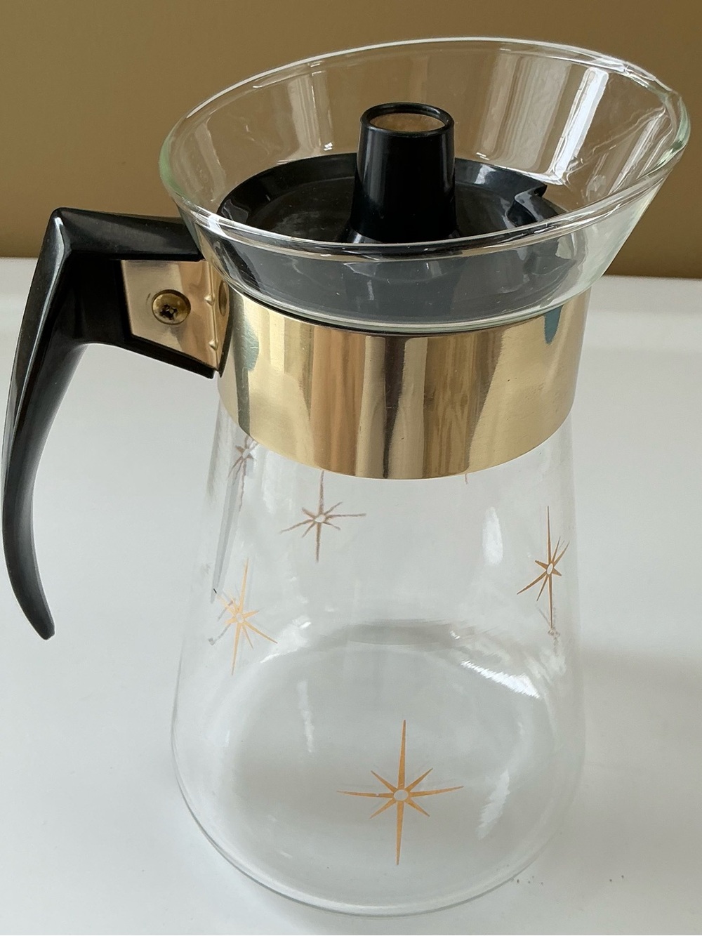 Vintage Pyrex Glass Coffee Carafe with Atomic Star Design